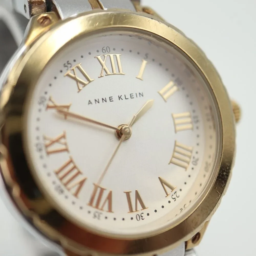 Anne Klein Womens Watch 32mm Round Dial Two Tone Bracelet AK/1303 w New Battery